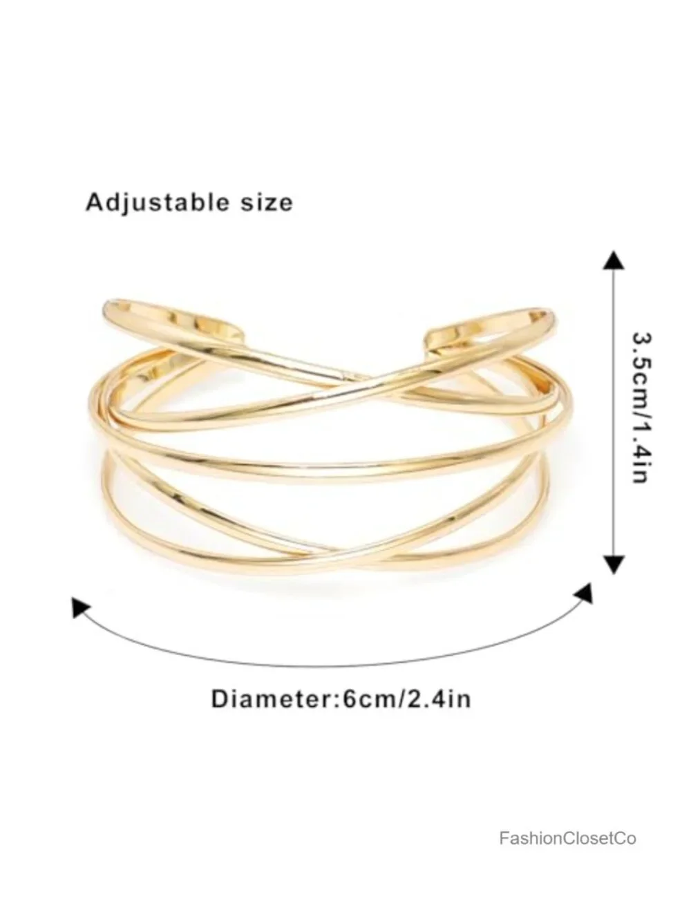 Multi-Layer Cross Wire Cuff Bracelet Open Bangle Adjustable Stainless Steel